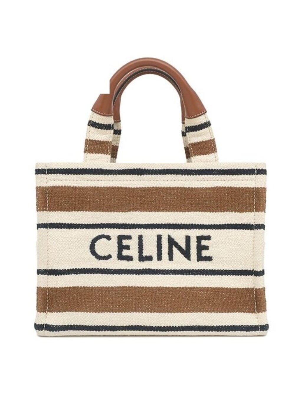 Celine 2-Way Bag Small Cabas Thais Cotton Leather Brown Multicolor Gold White